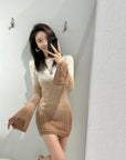 Gradient Brown Knit Mini Dress