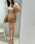 Gradient Brown Knit Mini Dress