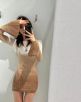 Gradient Brown Knit Mini Dress