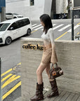Gradient Brown Knit Mini Dress