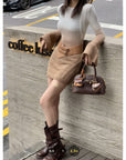 Gradient Brown Knit Mini Dress