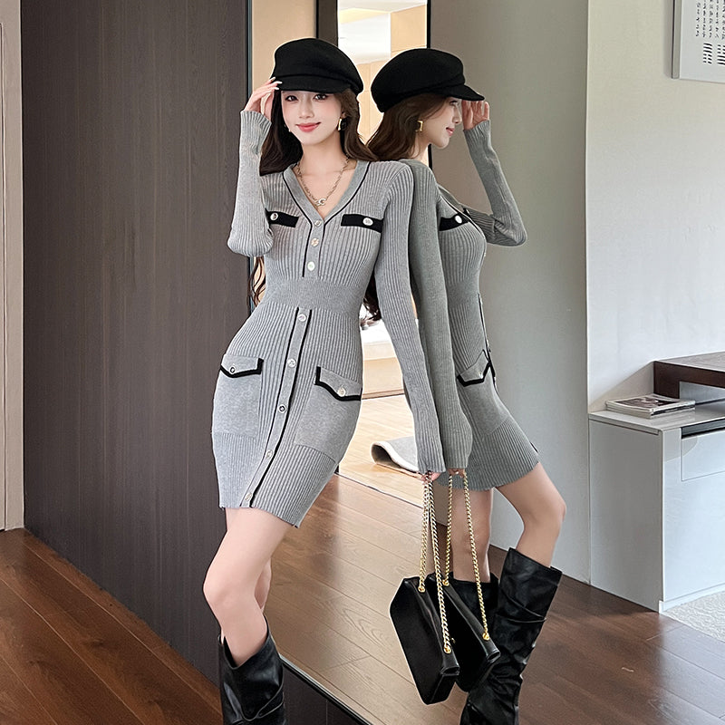 gray knitted dress