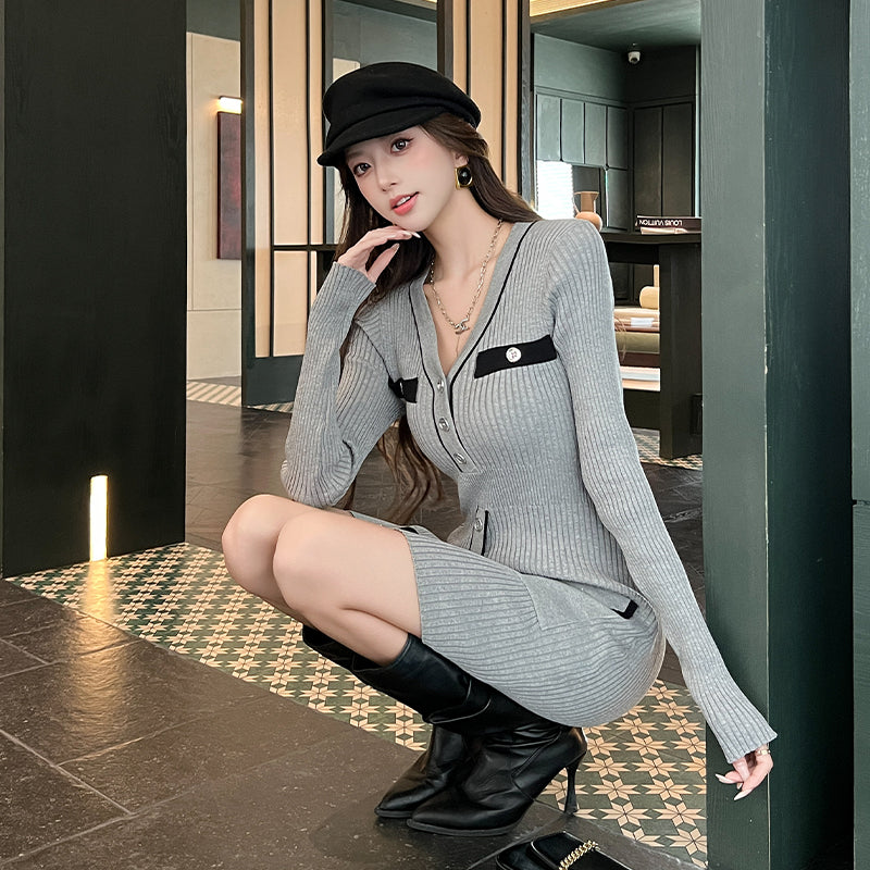 gray knitted dress