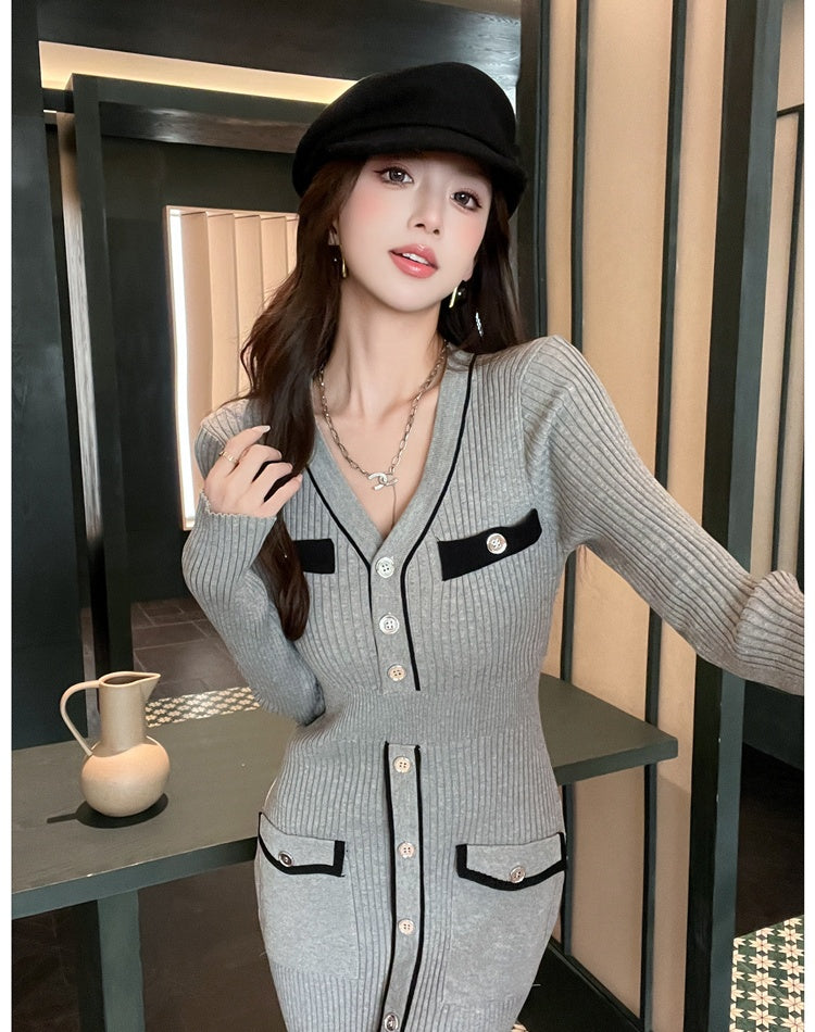 gray knitted dress