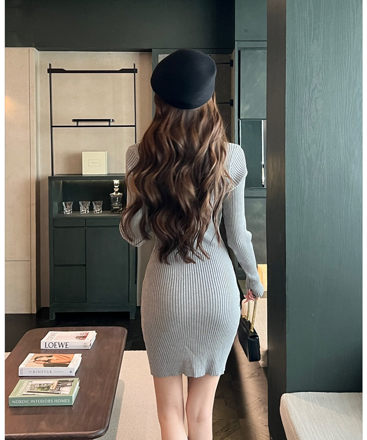 gray knitted dress