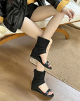 Open Toe retro zipper gladiators