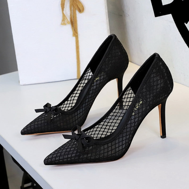 bowknot mesh pumps
