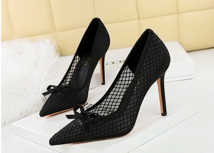 bowknot mesh pumps