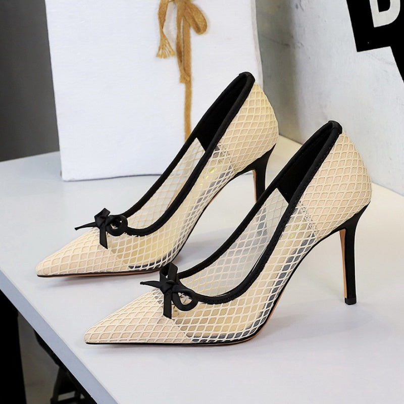 bowknot mesh pumps