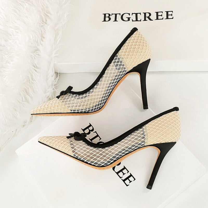 bowknot mesh pumps