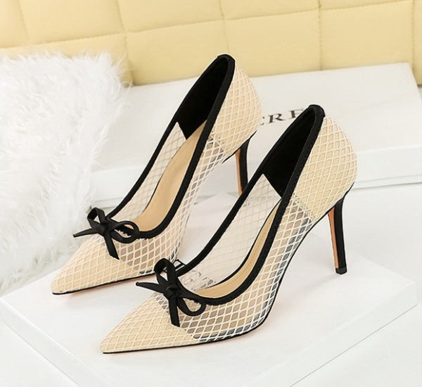 bowknot mesh pumps