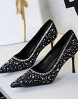 pearl and sequin studded wedding heels