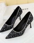 Margot Pearl & Sequins  Studded Heels