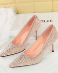 pearl and sequin studded wedding heels