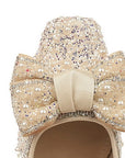 Crystal Studded Bowknot Block Heels