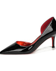 Classic Louboutin Red Bottom Glittery Side Hollow Heels- Superior