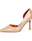 Classic Louboutin Red Bottom Glittery Side Hollow Heels- Superior