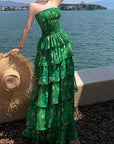 Green Cupcake Strapless maxi Dress