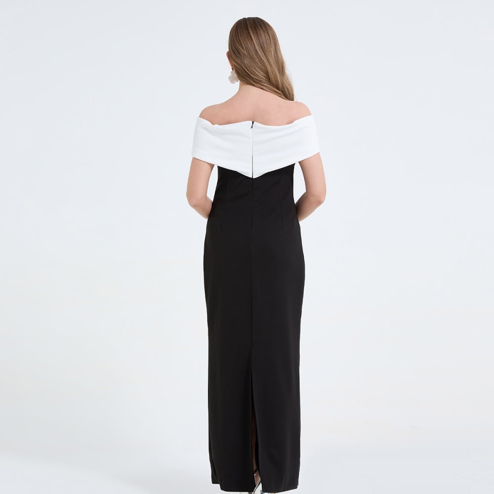 Monochrome Strapless Maxi Dress