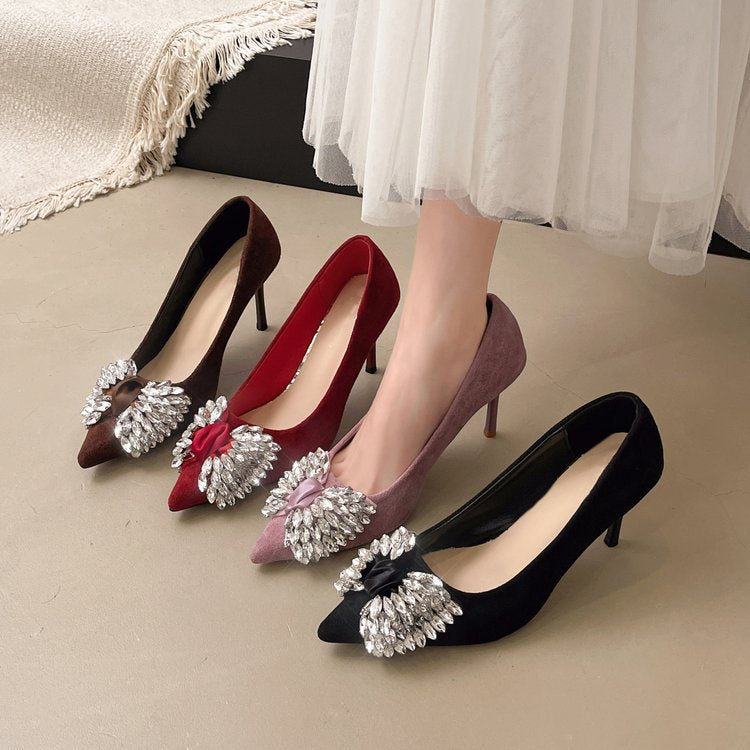 Rhinestone studded high heels