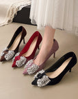 Rhinestone studded high heels