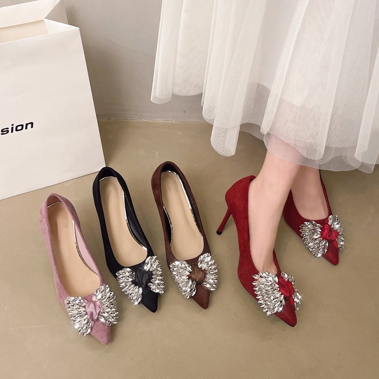 Rhinestone studded high heels