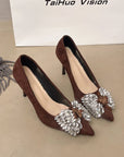 Rhinestone studded high heels
