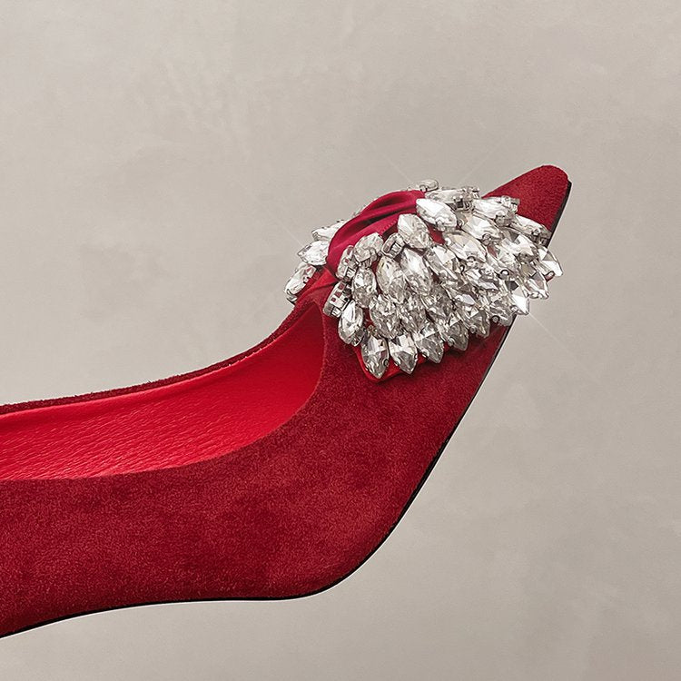 Rhinestone studded high heels