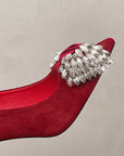 Rhinestone studded high heels
