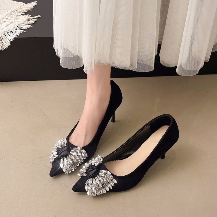 Rhinestone studded high heels