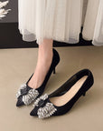 Rhinestone studded high heels