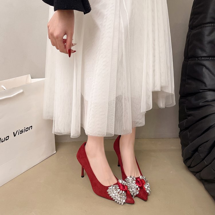 Rhinestone studded high heels