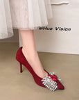 Rhinestone studded high heels