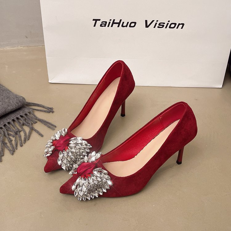 Rhinestone studded high heels