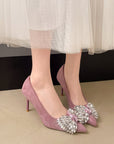 Rhinestone studded high heels