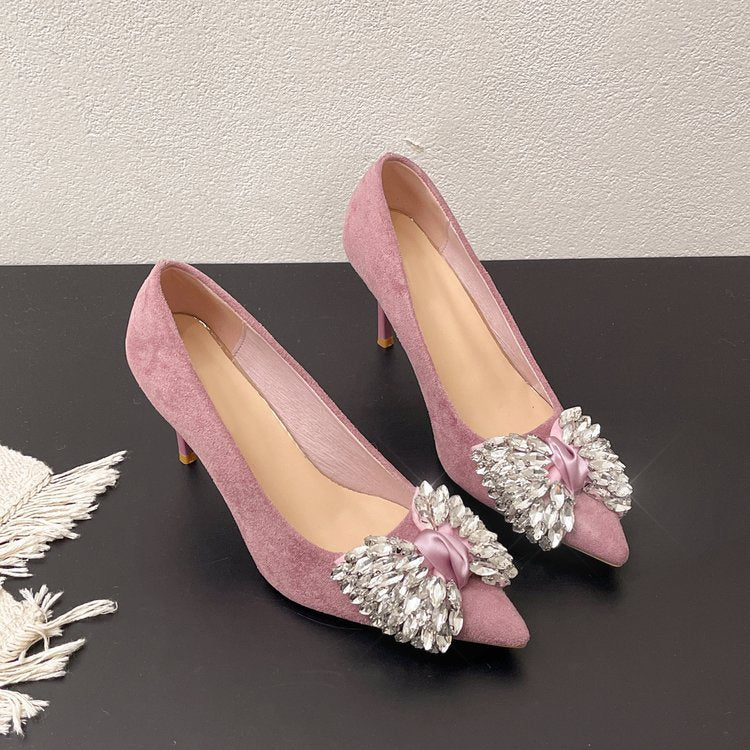 Rhinestone studded high heels