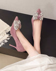 Rhinestone studded high heels
