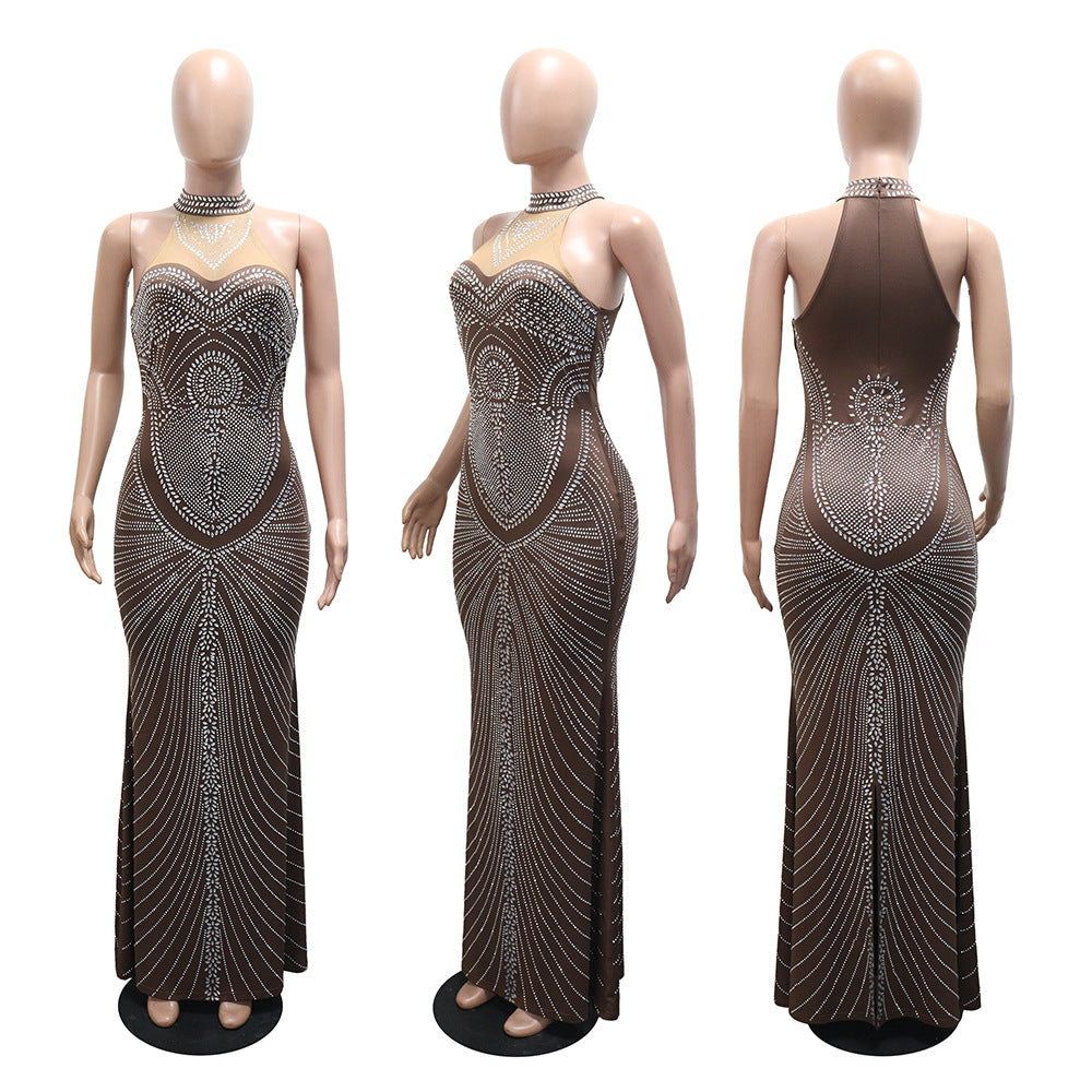 Rhinestone Studded Party Gown