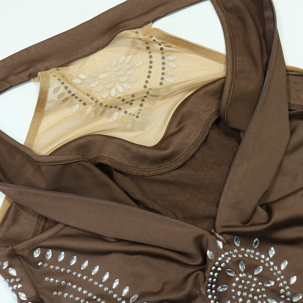 Rhinestone Studded Party Gown