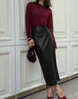 Faux Leather Midi Skirt