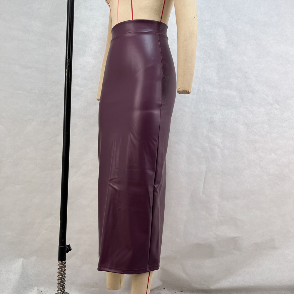Faux Leather Midi Skirt