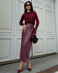 Faux Leather Midi Skirt