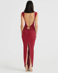 Plunged Neck Backless Maxi Dress