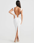 Plunged Neck Backless Maxi Dress