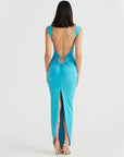 Plunged Neck Backless Maxi Dress