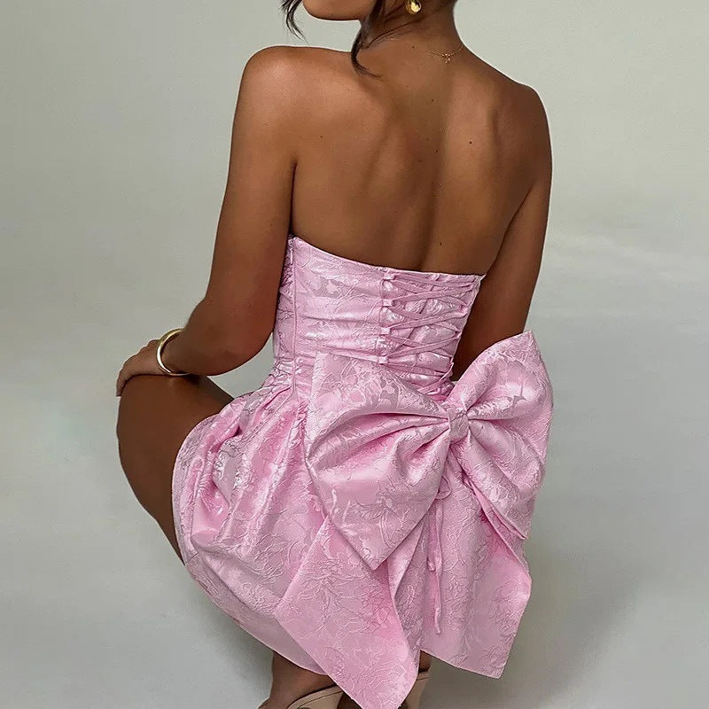 Strapless Dress with Bowknot Back