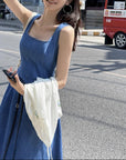 denim maxi dress with pockets