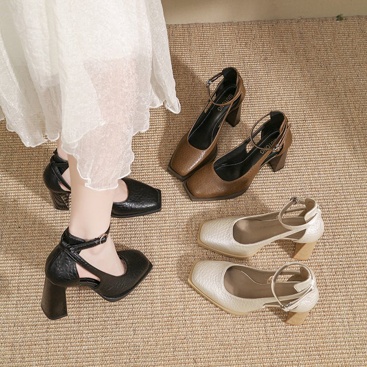 Keya France Style Strappy Block Heels