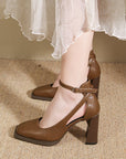 Keya France Style Strappy Block Heels