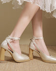Keya France Style Strappy Block Heels